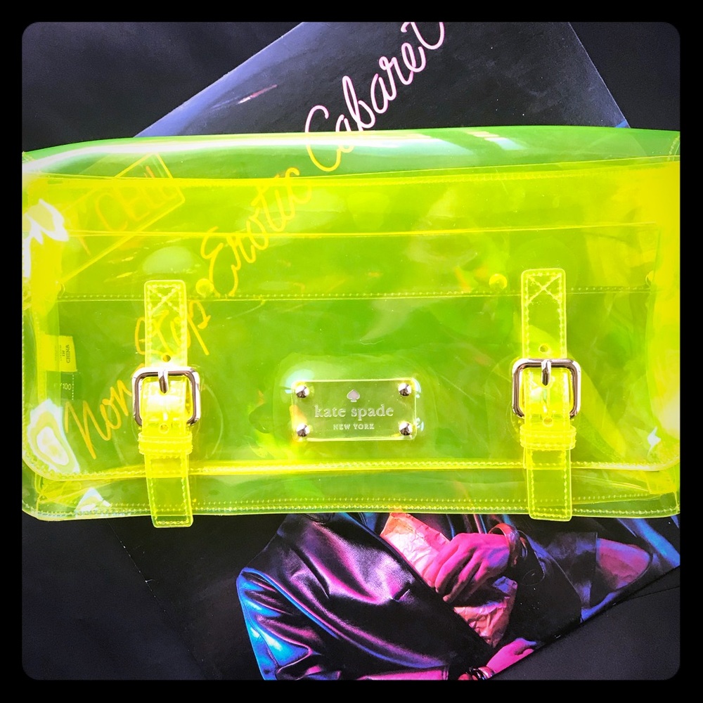 KATE SPADE See-through Neon Yellow Clutch! RARE!👽